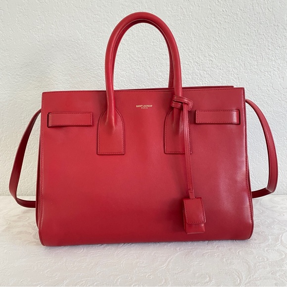 Saint Laurent Red Satchel Bag - Picture 1 of 16